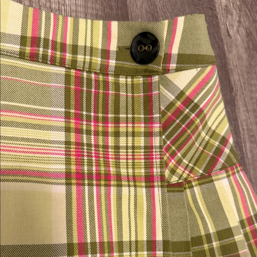 Urban Outfitters XS Plaid A-Line Skirt in Green and Yellow - Picture 2 of 4